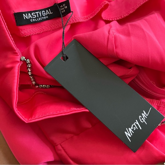 NWT Nasty Gal Diamante Strap Hot Pink Mini Dress - Picture 12 of 15